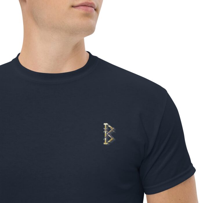 X Fashion Classic T-Shirt Herren Navy – Nahaufnahme Druckdetail