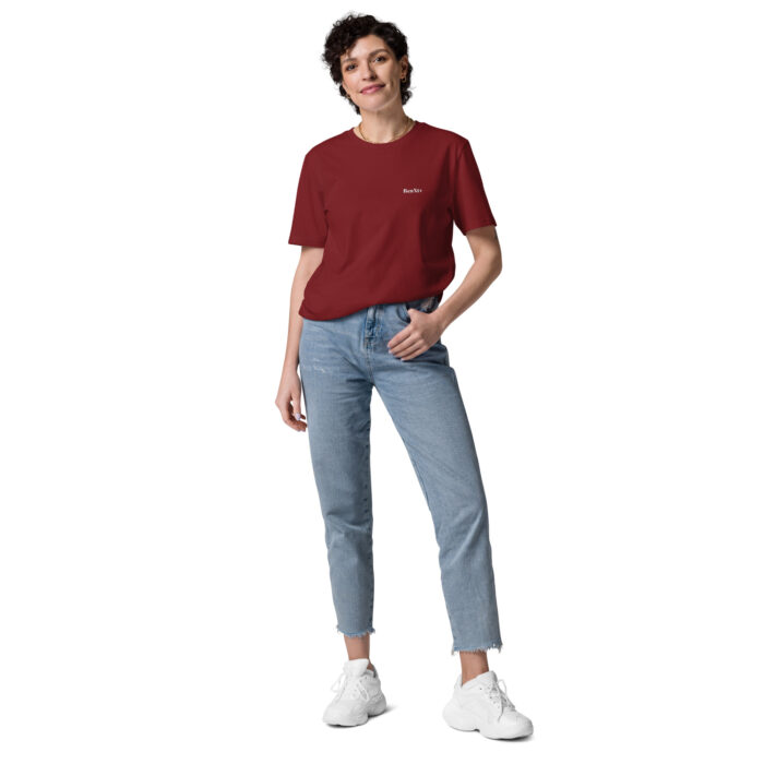 X Fashion Unisex T-Shirt Bio Burgundy Front