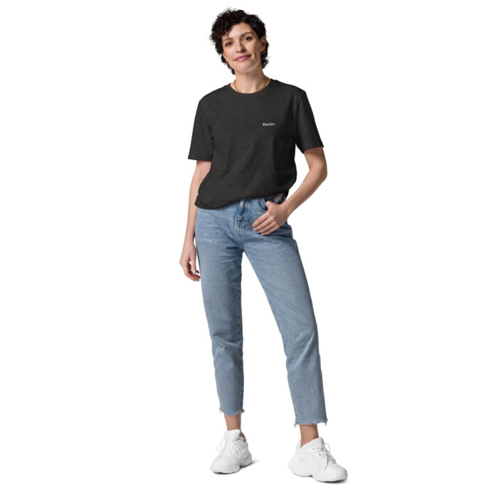 X Fashion Unisex T-Shirt Bio Dunkles Heather Grau Front