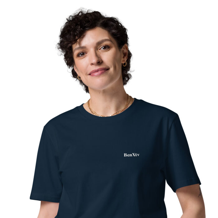 X Fashion Unisex T-Shirt Bio French Navy Design Detail