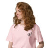 Premium Bio T-Shirt Damen Cotton Pink Schwarze Stickerei Detail