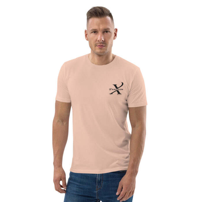 Premium Bio T-Shirt Herren Fraiche Pêche Schwarze Stickerei X Fashion