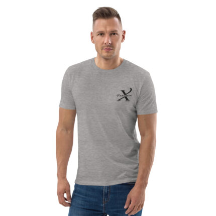 Premium Bio T-Shirt Herren Heather Grau Schwarze Stickerei X Fashion