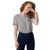 Premium Bio T-Shirt Damen Heather Grau Schwarze Stickerei X Fashion