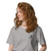 Premium Bio T-Shirt Damen Heather Grau Stickerei Detail X Fashion