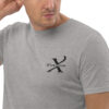 Premium Bio T-Shirt Herren Heather Grau Stickerei Detail X Fashion