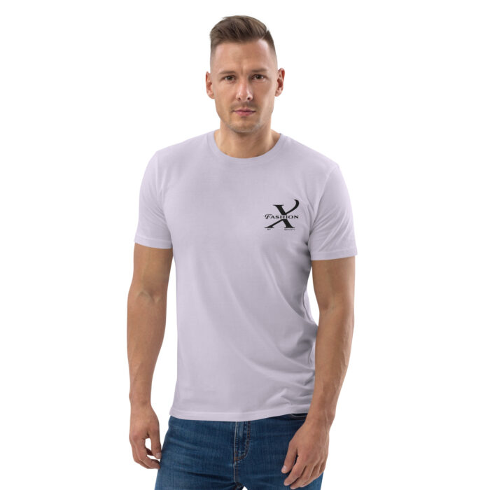 Premium Bio T-Shirt Herren Lavendel Schwarze Stickerei X Fashion