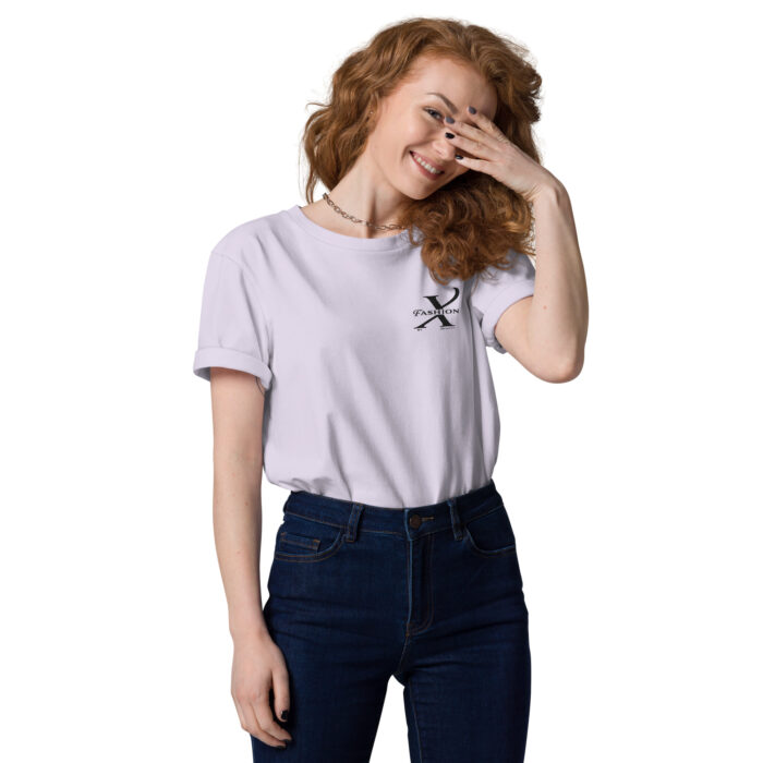 Premium Bio T-Shirt Damen Lavendel X Fashion Stickerei