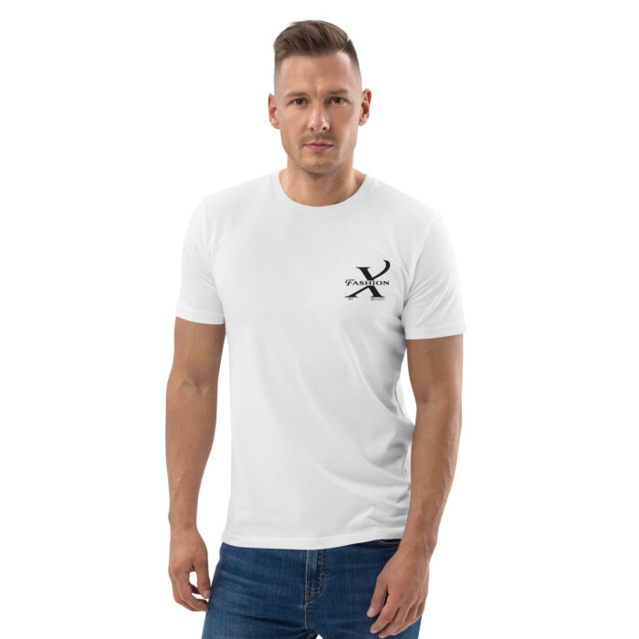 Premium Bio T-Shirt Herren Weiß Schwarze Stickerei X Fashion