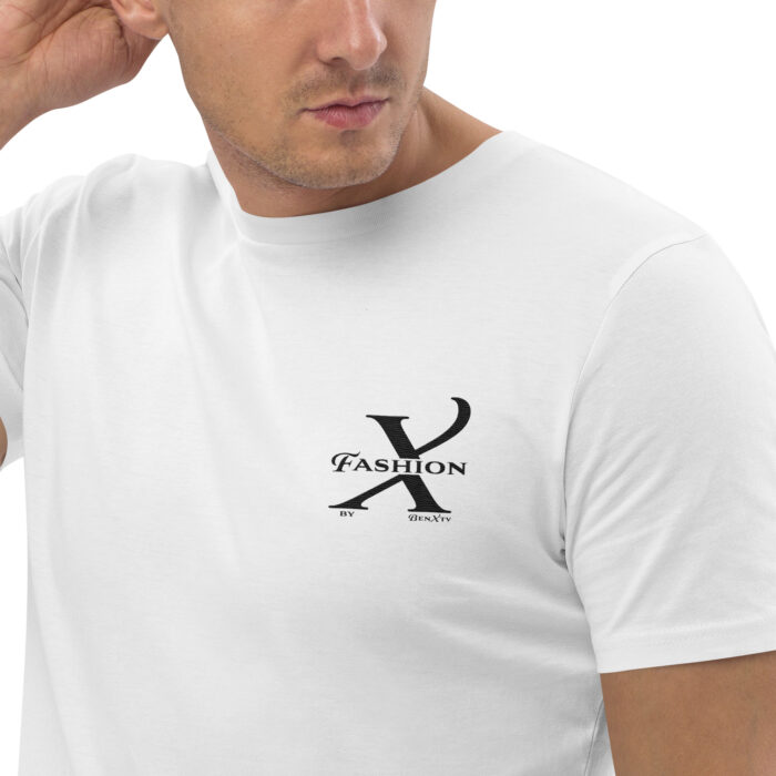 Premium Bio T-Shirt Herren Weiß Stickerei Detail X Fashion